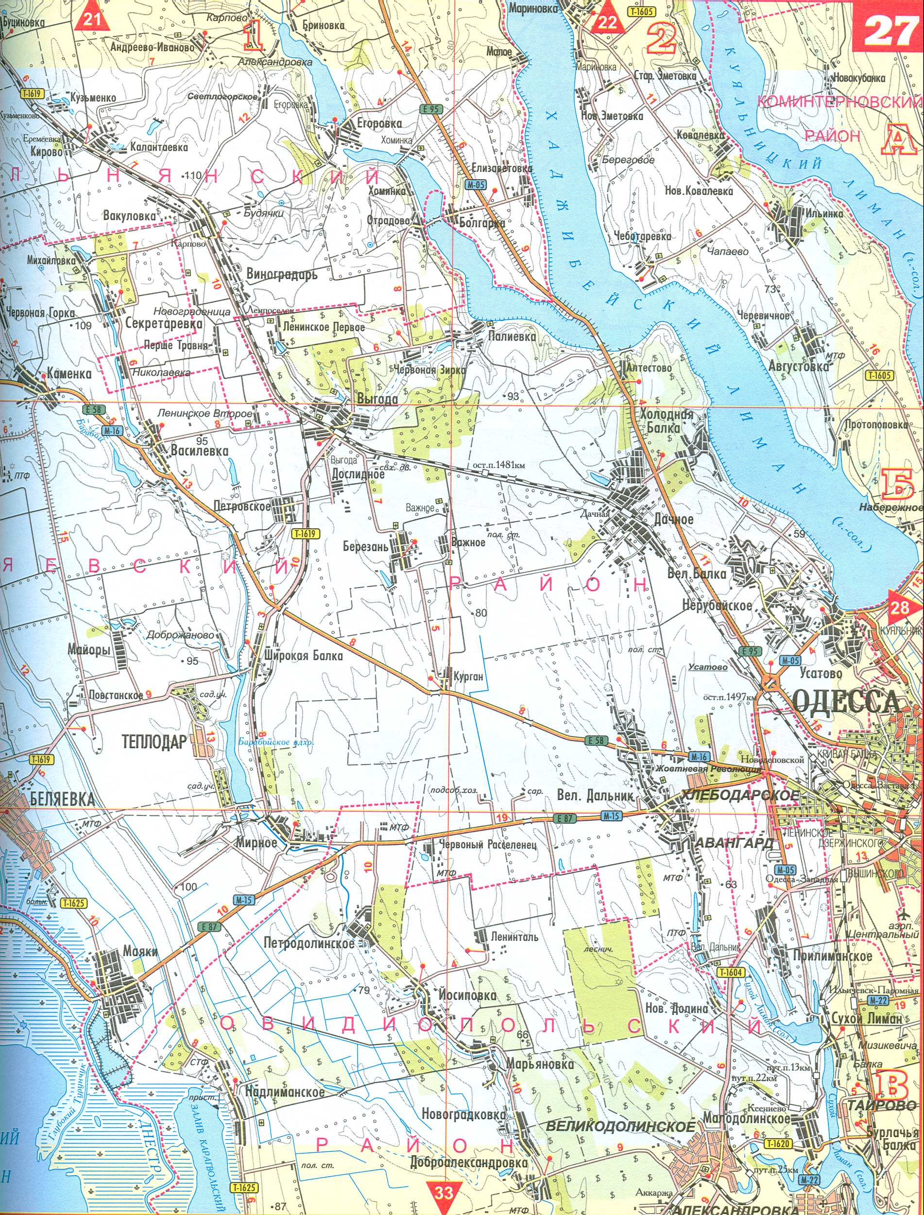 Schwarzmeerküste der Region Karte Odessa. Karte von der Schwarzmeerküste in der Nähe von Odessa 1cm = 2km, D0