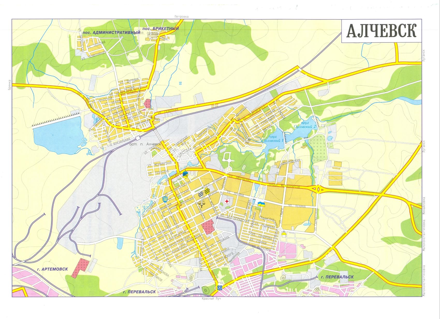 Carte de Alchevsk Lugansk région Alchevsk