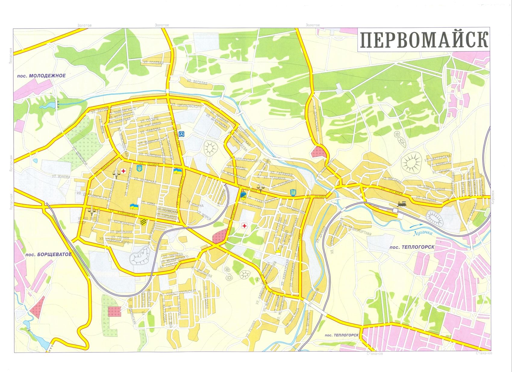 Map Pervomaisk (Pervomaisk Luhansk region)