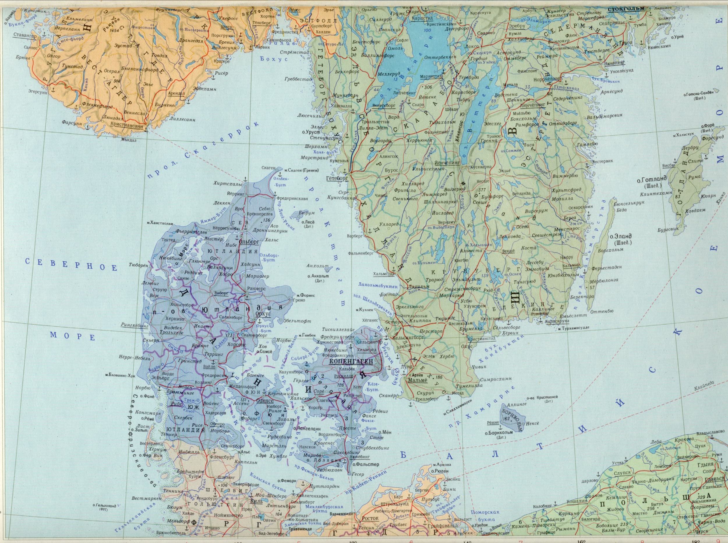 Map of Denmark, Sweden, Norway 1cm = 30km. Download free political maps of Europe, A1