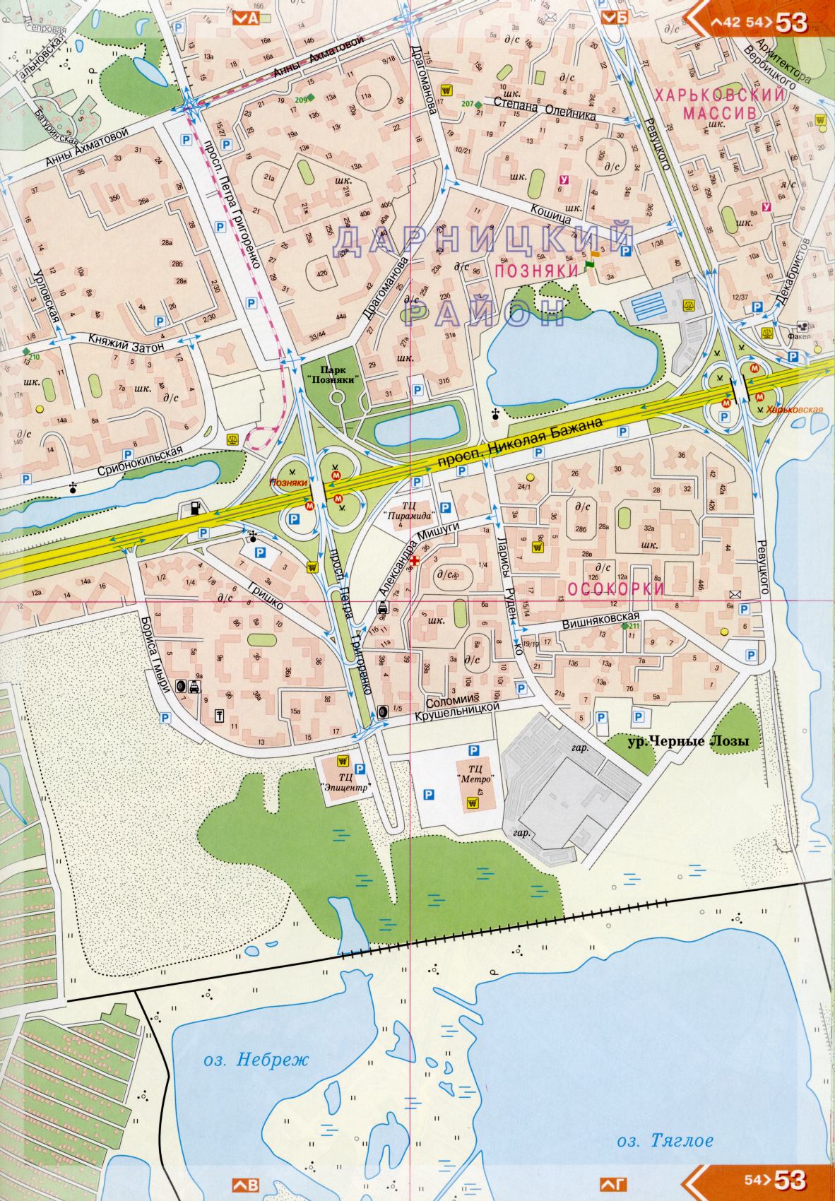 Kiew Karte Details 1cm = 150m für 45 Blatt. Karte von Kiew aus dem Atlas von Autobahnen. Laden Sie eine detaillierte Karte, I4