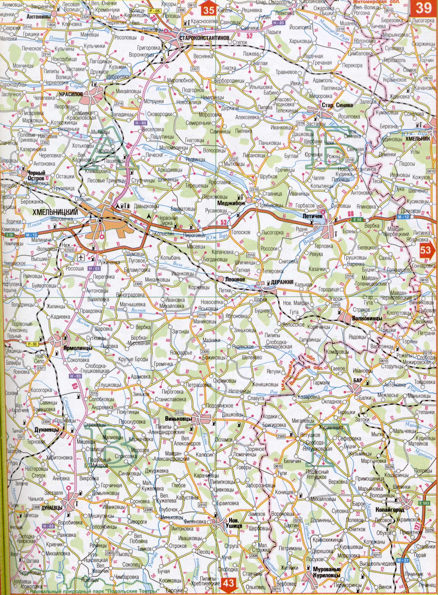 Map of Ukraine Khmelnitsky region scale 1cm = 5km (Khmelnitsky regional center). Download River Ushytsya