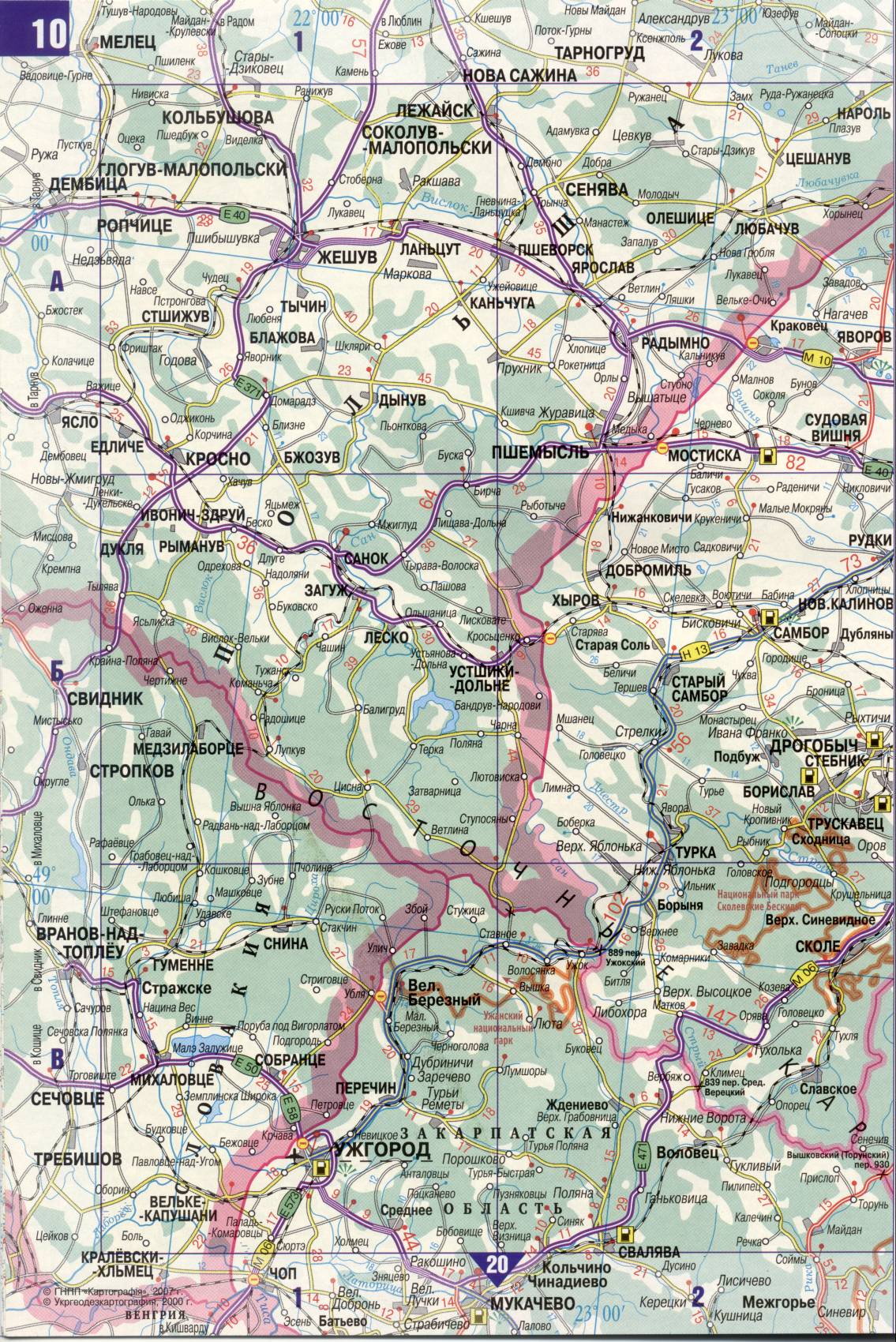 Map of Ukraine. Detailed road map of Ukraine avtomobilnog satin. free download, A1
