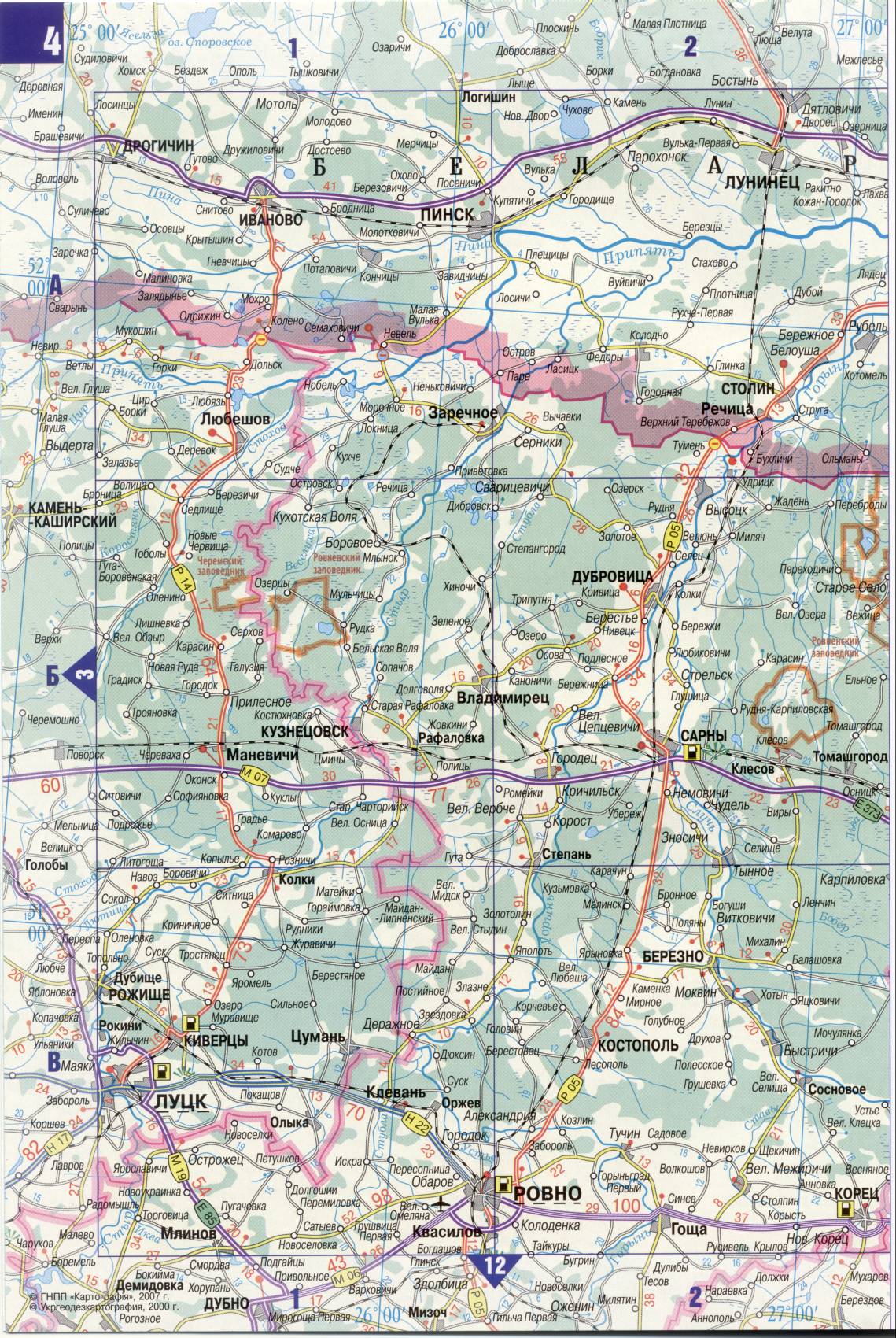 Map of Ukraine. A detailed map of the roads of Ukraine from the automotive atlas. Download for free, C0
