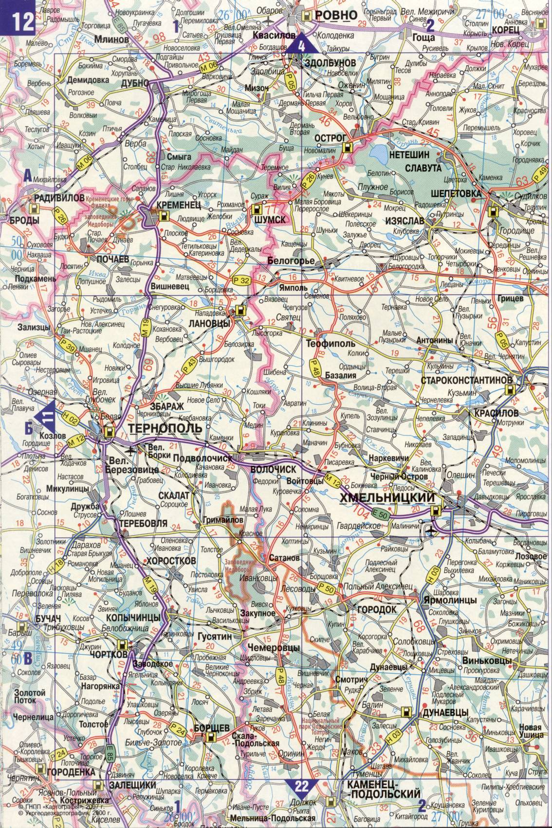 Karte der Ukraine. Detaillierte Straßenkarte der Ukraine avtomobilnog Satin. kostenlos herunterladen, C1