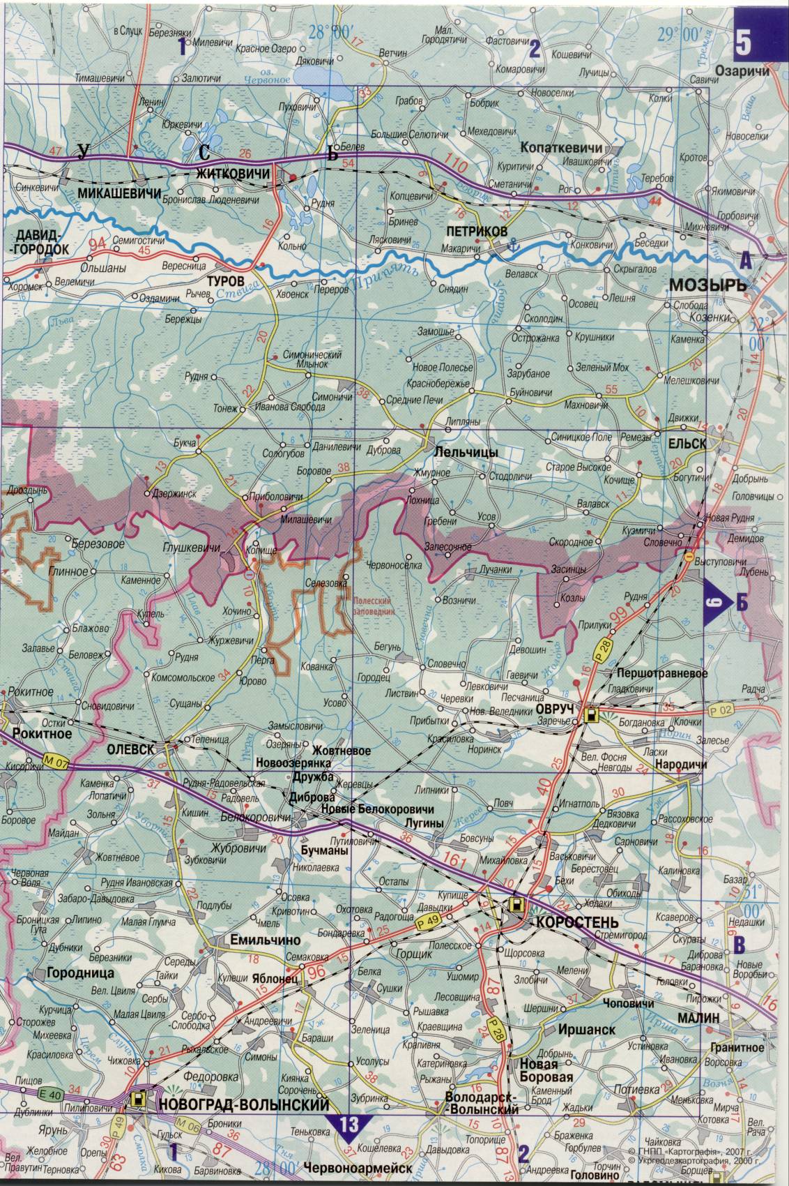 Karte der Ukraine. Detaillierte Straßenkarte der Ukraine avtomobilnog Satin. kostenlos herunterladen, D0