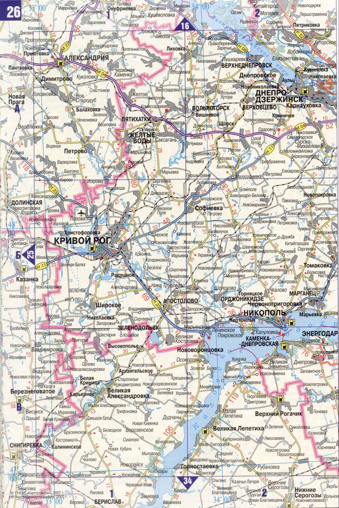 Karte der Ukraine. Detaillierte Straßenkarte der Ukraine avtomobilnog Satin. kostenlos herunterladen, G2