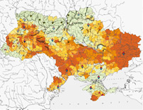 Ukrainisch Bodendegradation Karte
