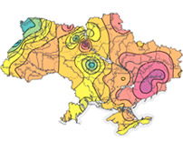 Map of the acidity of atmospheric precipitation in Ukraine
