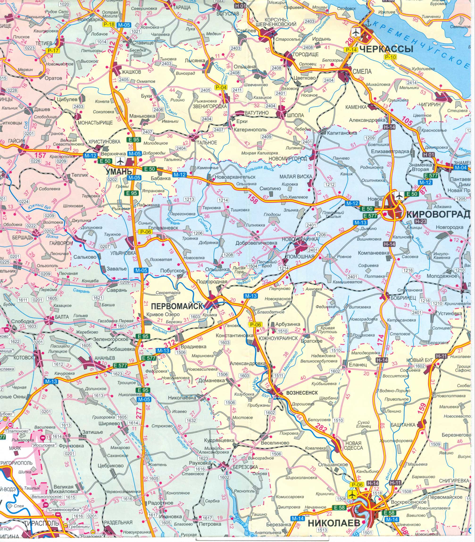 Carte de l'Ukraine libre. Feuille de route de l'Ukraine télécharger gratuitement. Big Carte des routes Ukraine libre, C1