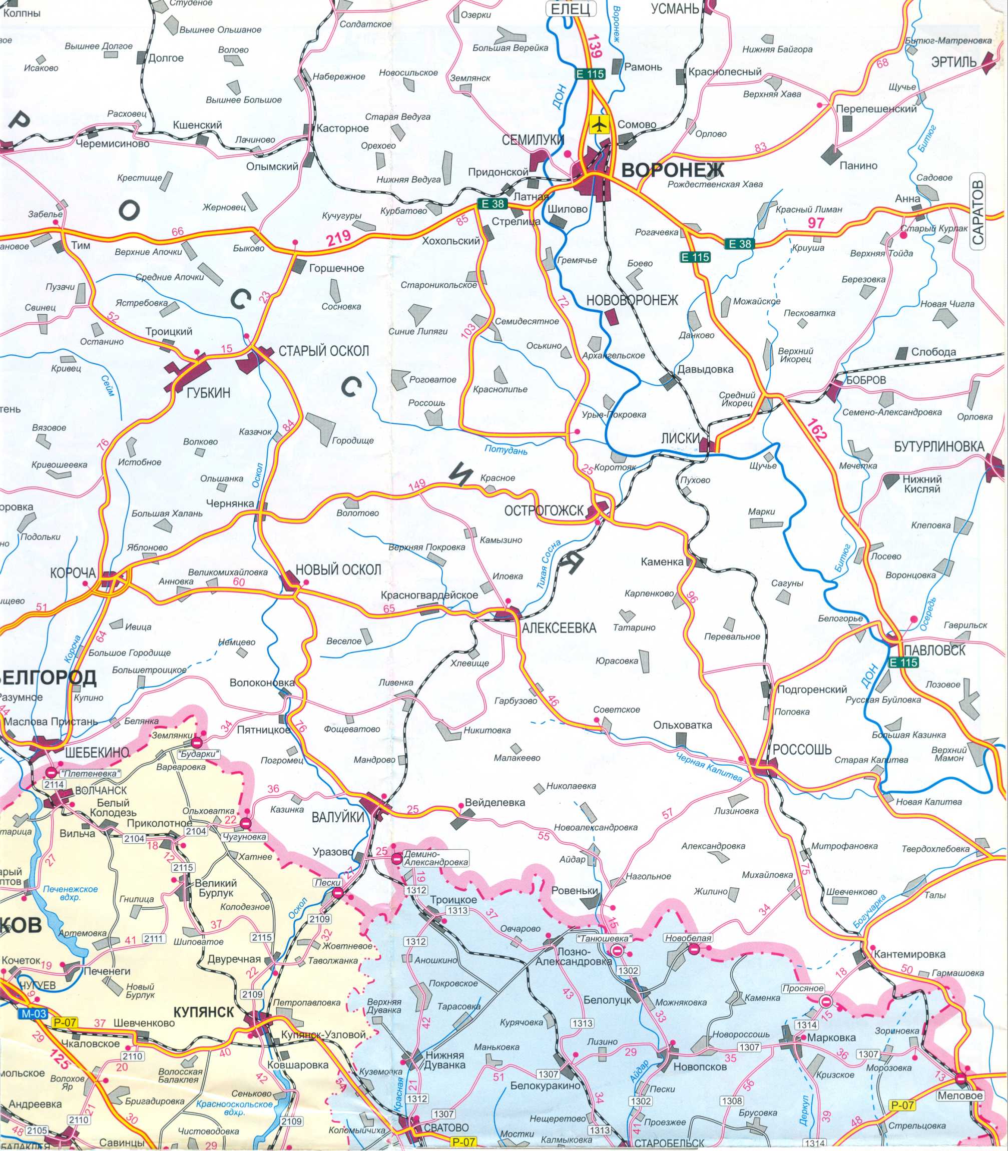 Carte de l'Ukraine libre. Feuille de route de l'Ukraine télécharger gratuitement. Big Carte des routes Ukraine libre, E0